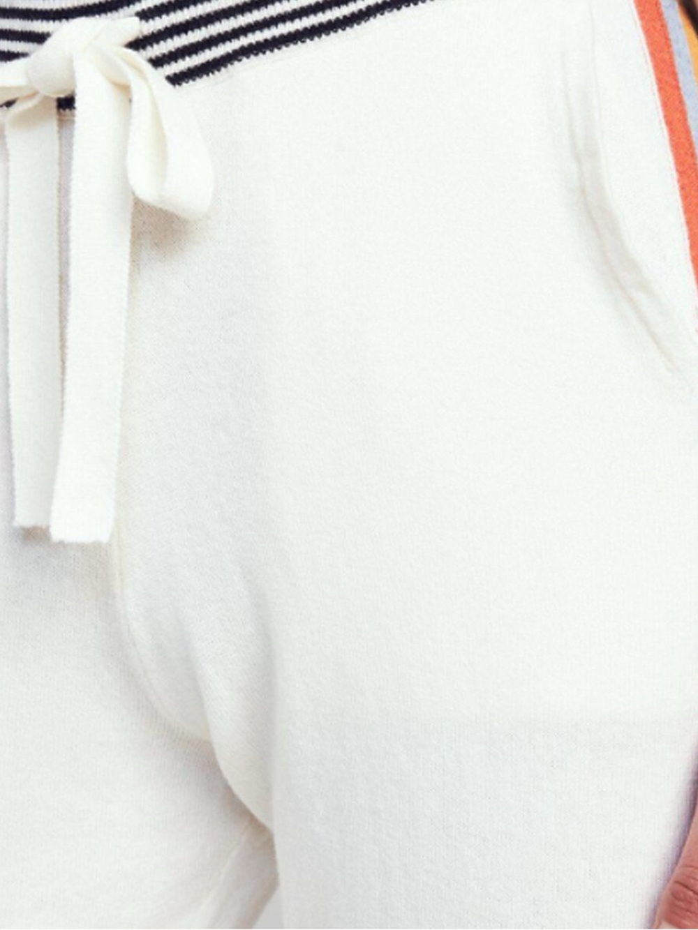 Faherty Cream Knit Track Shorts with Navy and Orange Trim